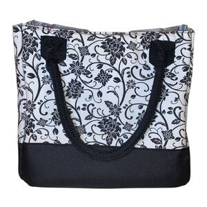 FIT ‘N’ FRESH Insulated Flat Bottom Lunch Bag/Tote with Handles in Black & White